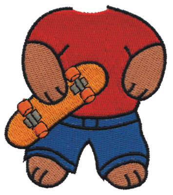 Embroidery Design: Skateboarder Bear Body<br>2.77" x 3.23"