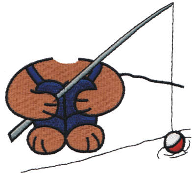Embroidery Design: Fishing Bear Body<br>4.10" x 3.65"