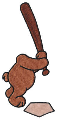Embroidery Design: Baseball Player Bear Body<br>2.98" x 6.27"