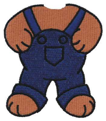 Embroidery Design: Bear Body in Overalls<br>2.81" x 3.24"