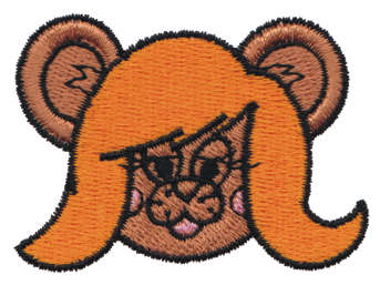 Embroidery Design: Long Haired Girl Bear Head<br>2.41" x 1.75"