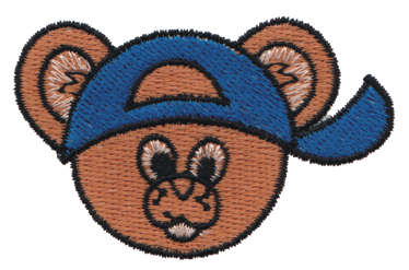 Embroidery Design: Bear Head in a Baseball Cap<br>2.61" x 1.65"