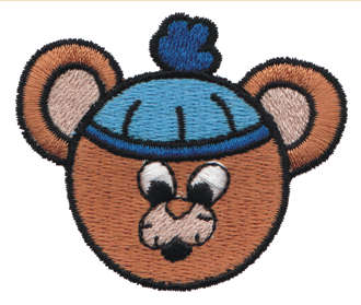 Embroidery Design: Bear Head in Stocking Cap<br>2.26" x 1.91"