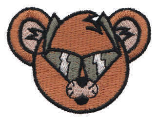 Embroidery Design: Bear Head Wearing Sunglasses<br>2.21" x 1.65"