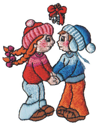 Embroidery Design: Snow Globe Under the Mistletoe<br>2.24" x 2.81"