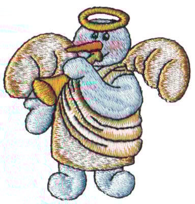 Embroidery Design: Snow Globe Angel Snowman<br>2.61" x 2.71"