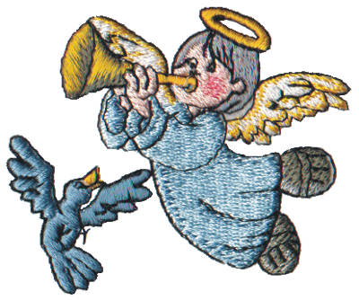 Embroidery Design: Snow Globe Angel and Bird<br>2.70" x 2.21"