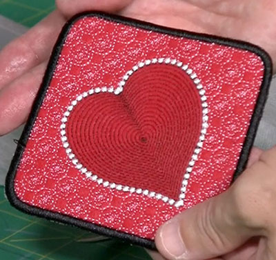 Embroidery Design: Heart Mug Rug Project<br>5.16w x 5.21h