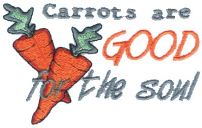 Embroidery Design: Carrots are Good for the Soul<br>3.88" x 2.36"