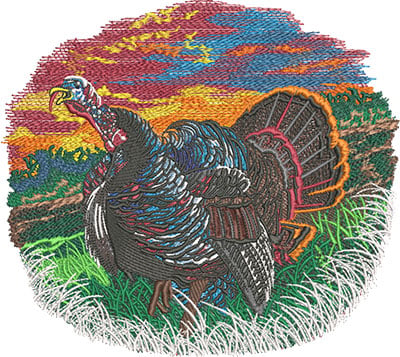 Embroidery Design: Turkey Sunrise 3 Sizes