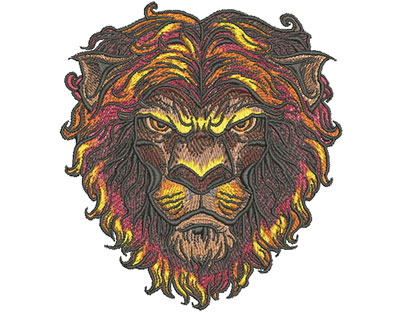 lion head mascot embroidery design
