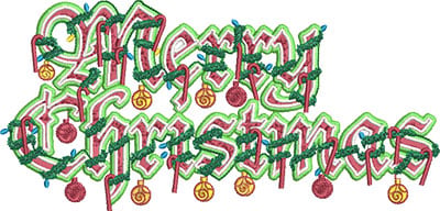 Embroidery Design: Merry Christmas Type 3 Sizes