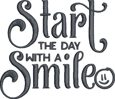 Embroidery Design: Start The Day With A Smile 5.01w X 4.32h