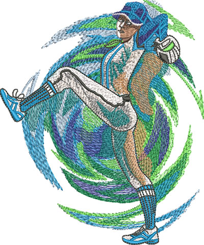 Embroidery Design: Female Pitcher 3 Sizes