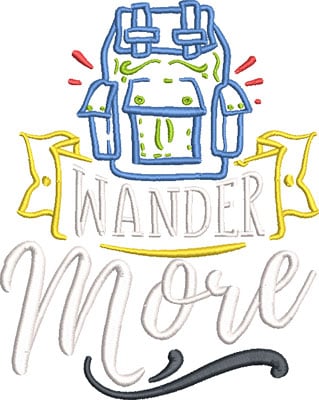 Embroidery Design: Wander More 5.19w X 6.52h