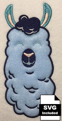 Llama face applique embroidery design
