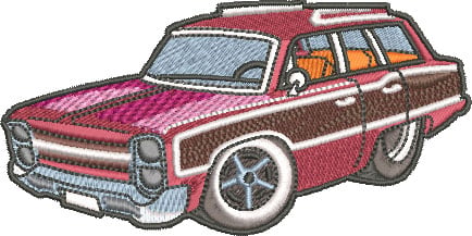Embroidery Design: 68 Plywood Wagon 3 Sizes