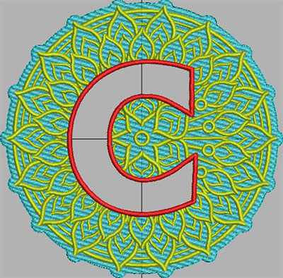 mandala terrycloth monogram c embroidery design