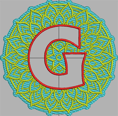 Embroidery Design: Mandala Terrycloth Monogram Letter G 5.02in W x 4.95in H