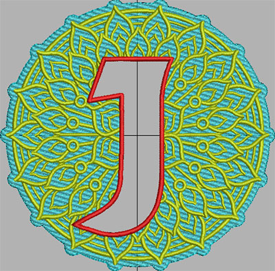 Embroidery Design: Mandala Terrycloth Monogram Letter J 5.02in W x 4.95in H