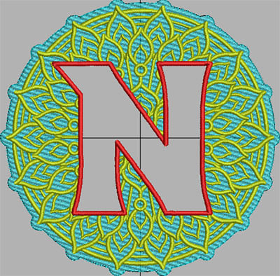 Embroidery Design: Mandala Terrycloth Monogram Letter N 5.02in W x 4.95in H