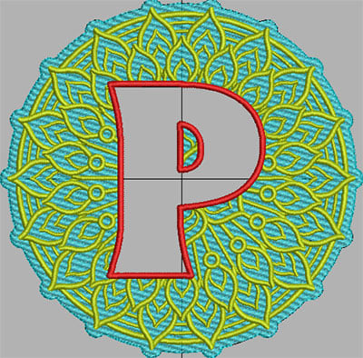 Embroidery Design: Mandala Terrycloth Monogram Letter P 5.02in W x 4.95in H