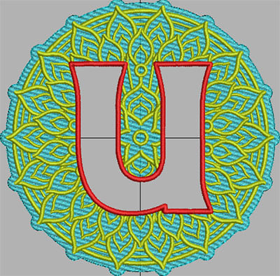 Embroidery Design: Mandala Terrycloth Monogram Letter U 5.02in W x 4.95in H