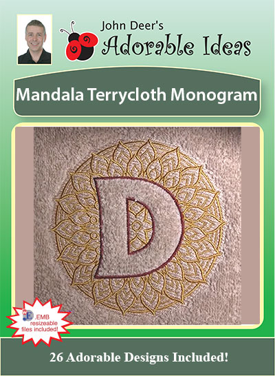 Embroidery Design Pack: Mandala Terrycloth Monogram