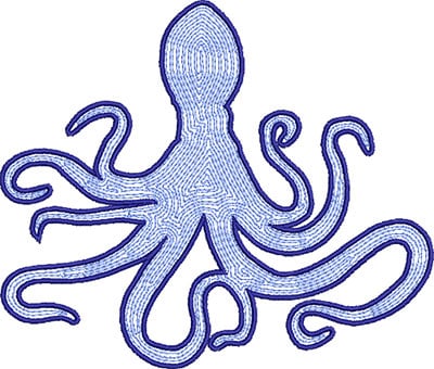 Embroidery Design: Octopus Satin Outline 5.77w X 4.90h