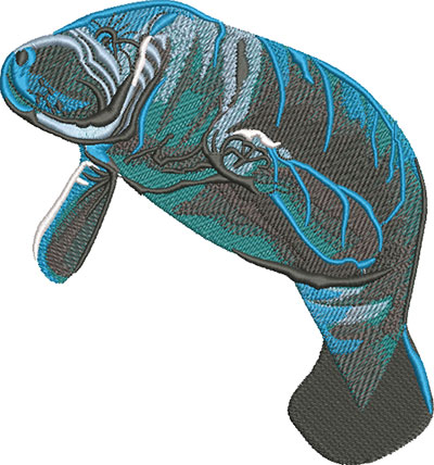 Embroidery Design: Manatee Swim 3 Sizes