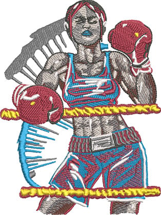 Embroidery Design: Female Boxer 3 Sizes