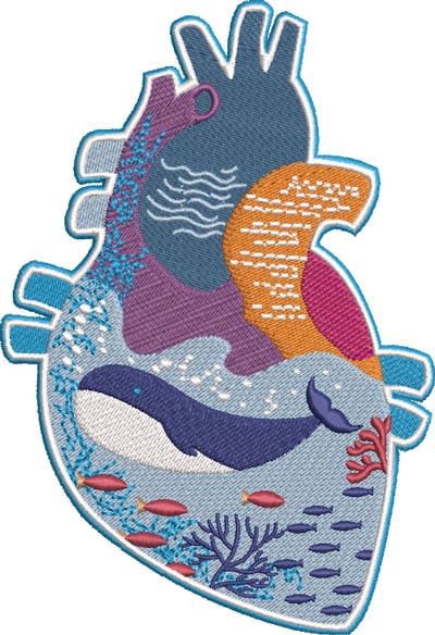 Sealifeheart_L | Embroidery Legacy sea life heart embroidery design