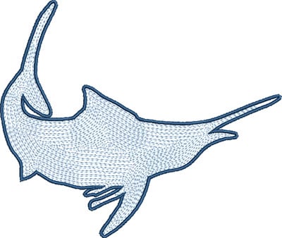 Embroidery Design: Swordfish Satin Outline 5.80w X 4.90h