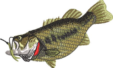 Embroidery Design: Branch Bass 3 Sizes