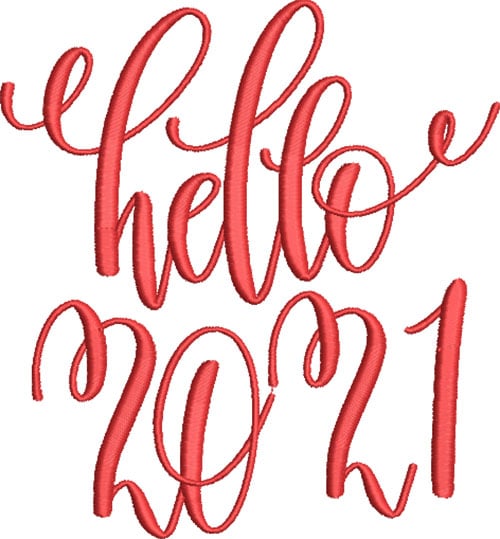 Embroidery Design: Hello 2021