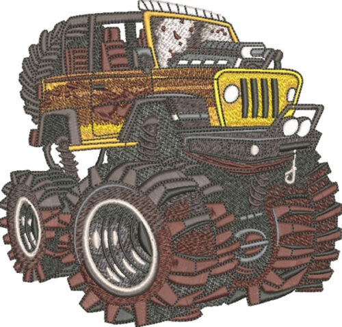 Embroidery Design: Cartoon Monster Truck 3 sizes