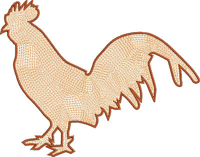 Embroidery Design: Rooster Satin Outline