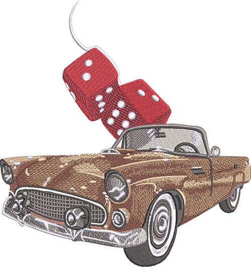 classic car embroidery design
