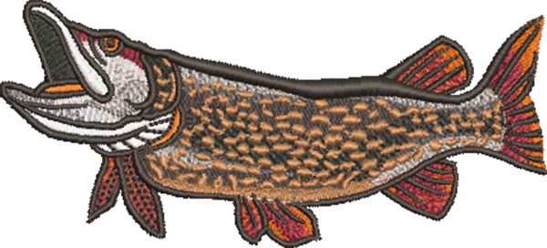 J-6960PikeSwimming_L | Embroidery Legacy pike swimming embroidery design