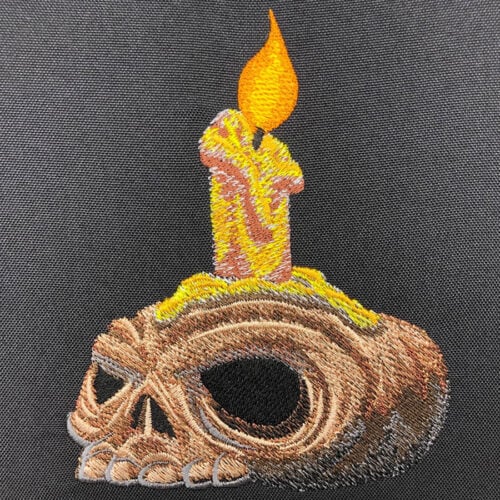 Embroidery Design: Skull Candle3 sizes