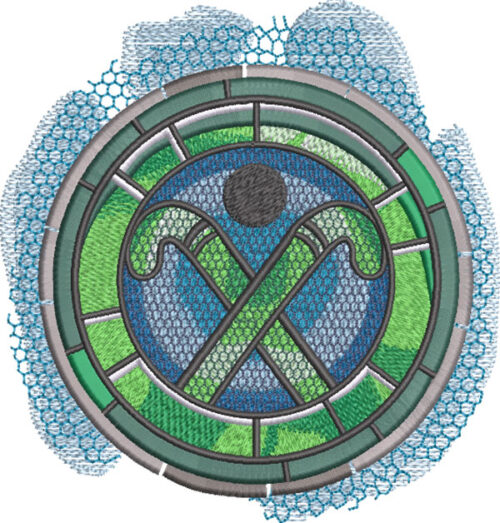 Embroidery Design: Field Hockey Sport Medallion 3 sizes