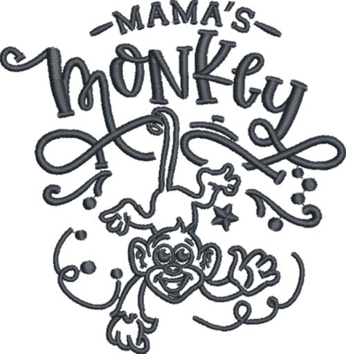 mama's monkey embroidery design