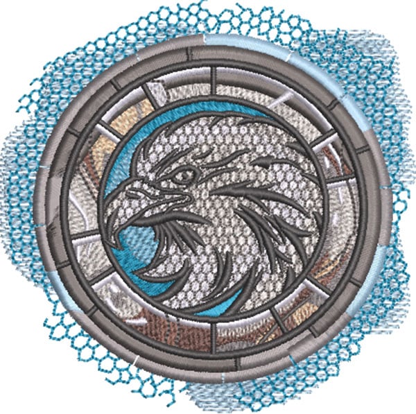 F-5736EagleMascotMedallion_L | Embroidery Legacy eagle mascot medallion embroidery design