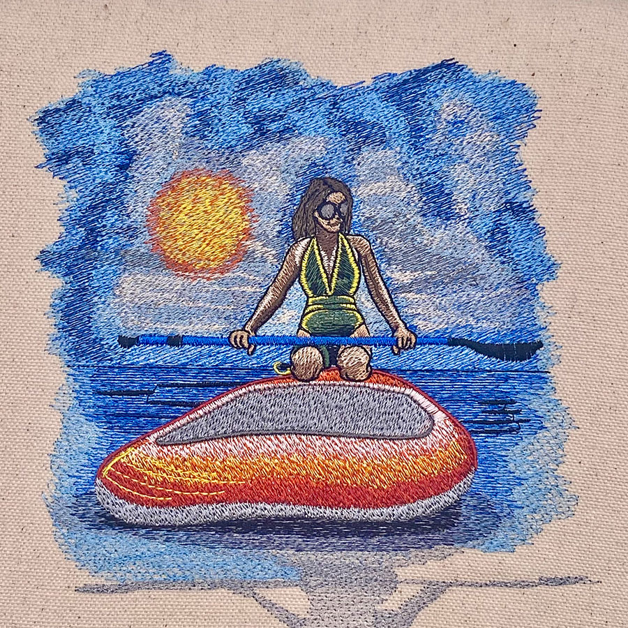K-7952FemalePaddleboarder | Embroidery Legacy female paddle boarder embroidery design