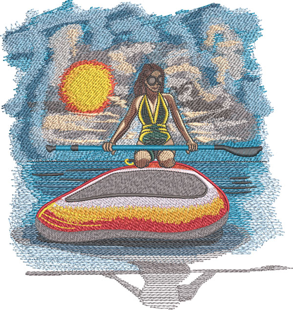 K-7952FemalePaddleboarder_L | Embroidery Legacy female paddle boarder embroidery design