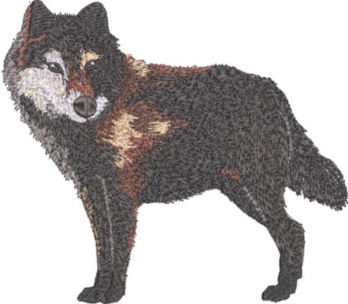 Embroidery Design: Wolf Standing 3 sizes