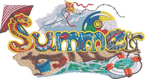 Embroidery Design: Summer Beach 3 sizes