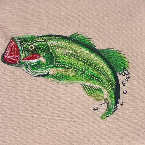 Embroidery Design: Bass Fish Hooked 3 sizes
