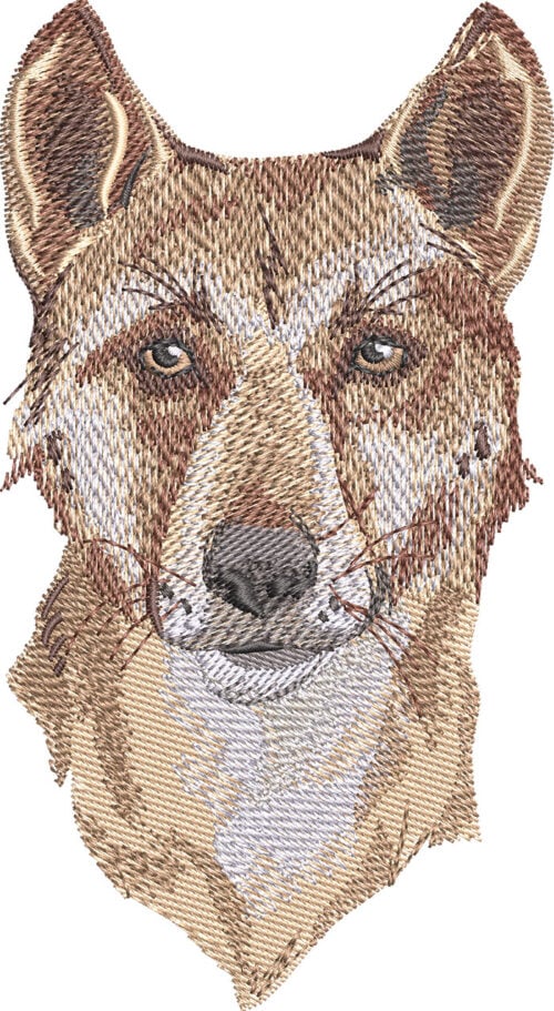 Embroidery Design: Outback Dingo Face 3 sizes