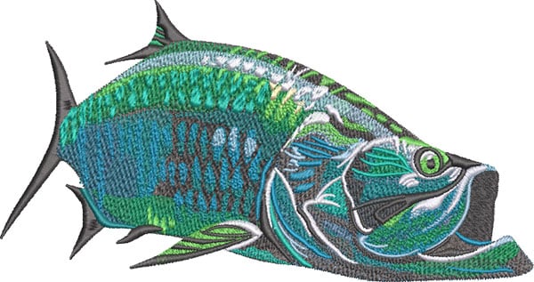 B-0910TarponSwimming_L | Embroidery Legacy Tarpon fish swimming embroidery design